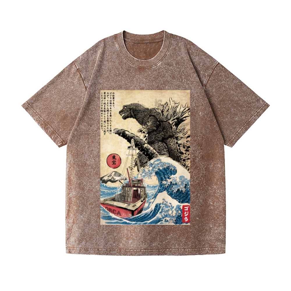 Kaiju Vintage Wash Japanese Design T-Shirt