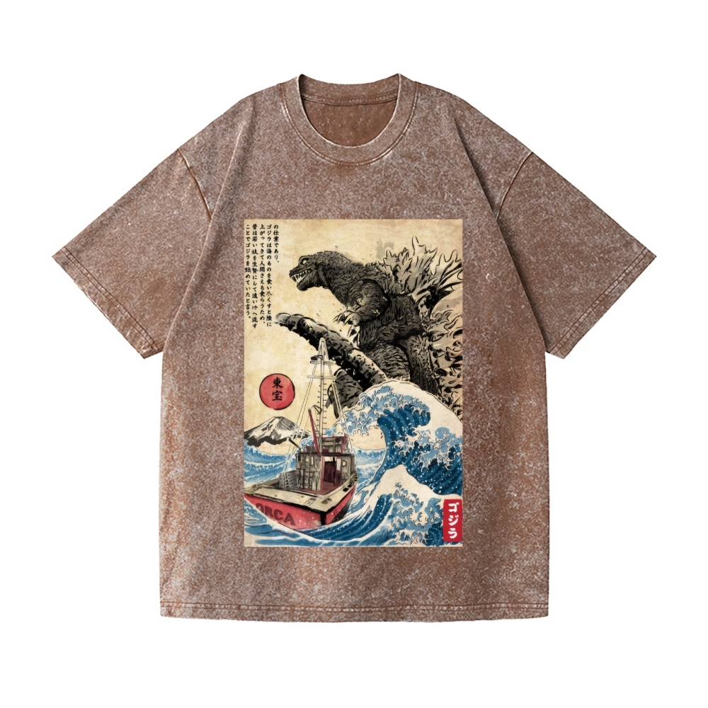 Kaiju Vintage Wash Japanese Design T-Shirt
