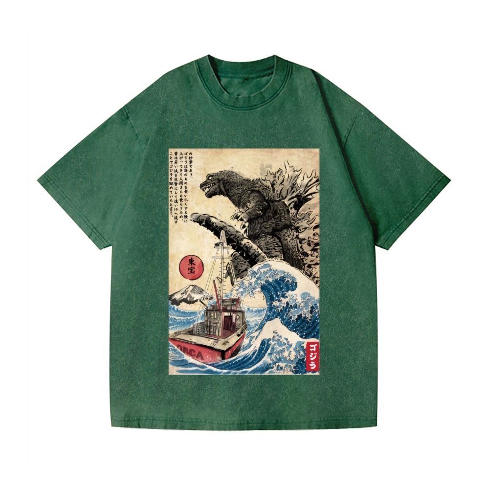 Kaiju Vintage Wash Japanese Design T-Shirt