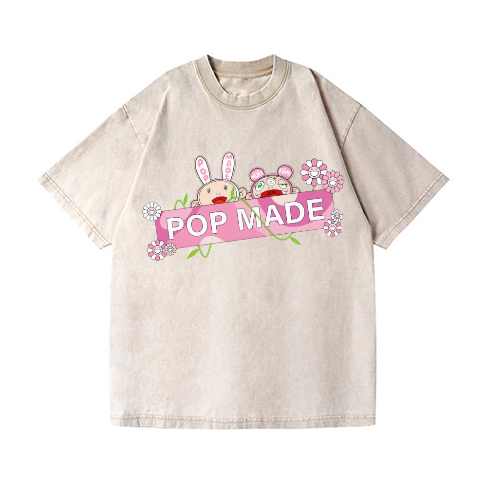 Pop-made Sunflower TM Vintage Wash Japanese Design T-Shirt