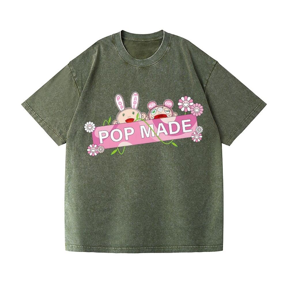 Pop-made Sunflower TM Vintage Wash Japanese Design T-Shirt