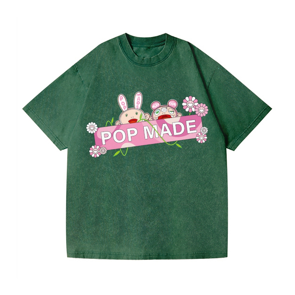 Pop-made Sunflower TM Vintage Wash Japanese Design T-Shirt