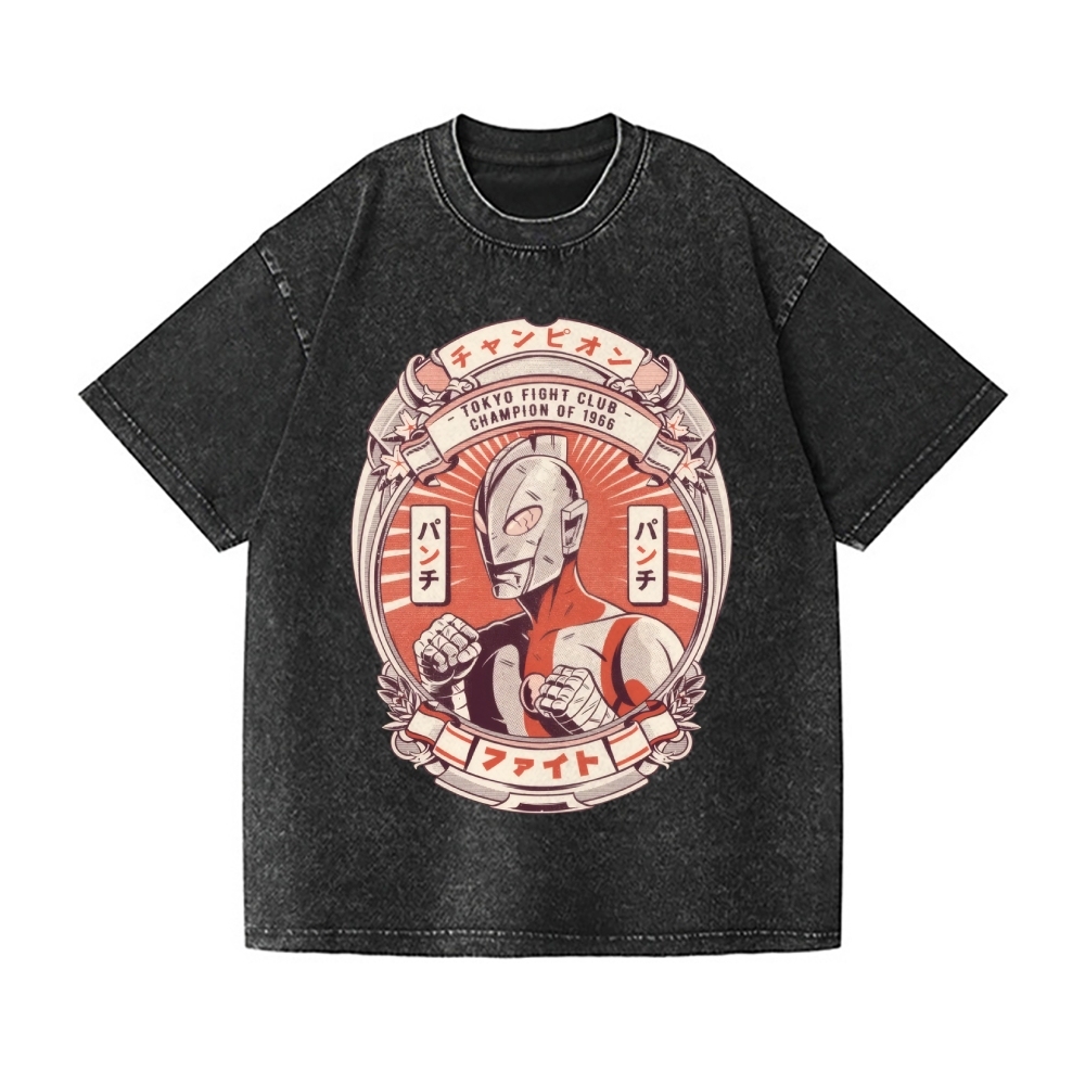Ultraman Tokyo Fight Club Vintage Wash Japanese Design T-Shirt
