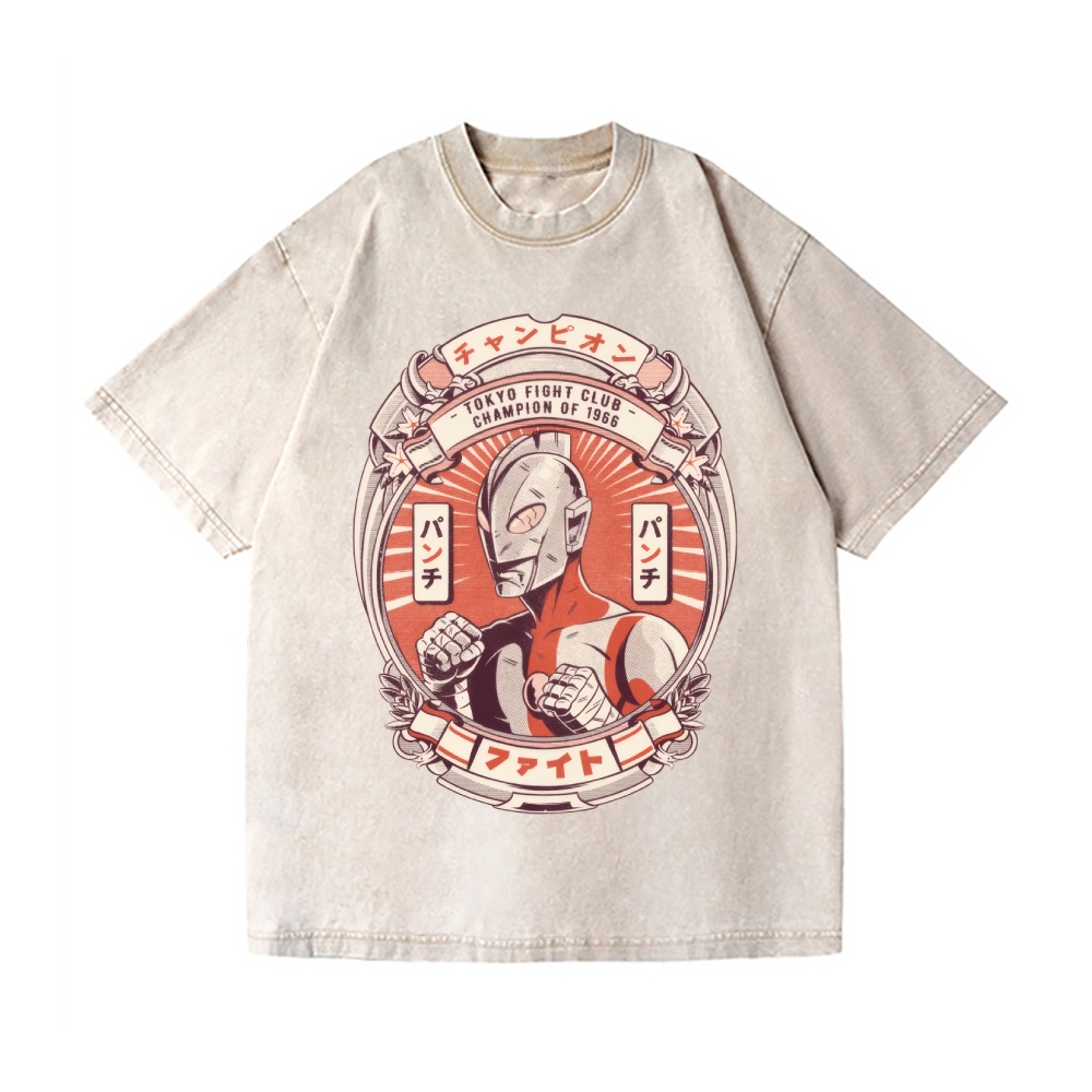 Ultraman Tokyo Fight Club Vintage Wash Japanese Design T-Shirt