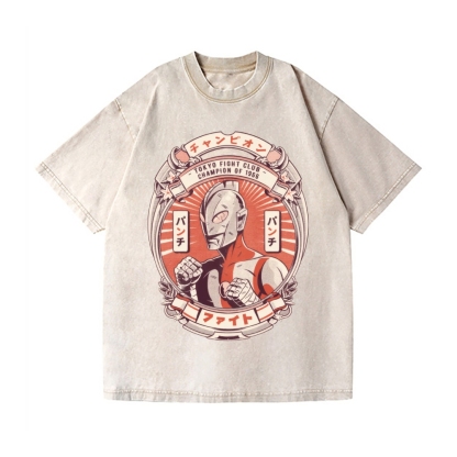 Ultraman Tokyo Fight Club Vintage Wash Japanese Design T-Shirt