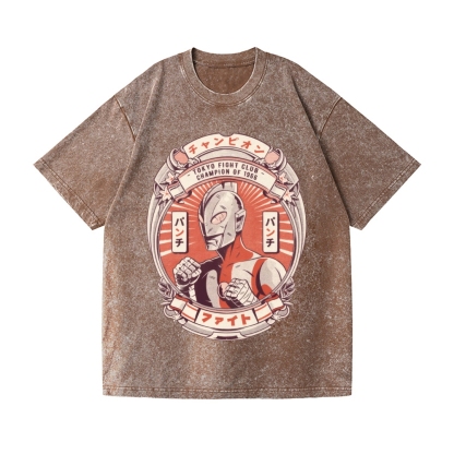 Ultraman Tokyo Fight Club Vintage Wash Japanese Design T-Shirt