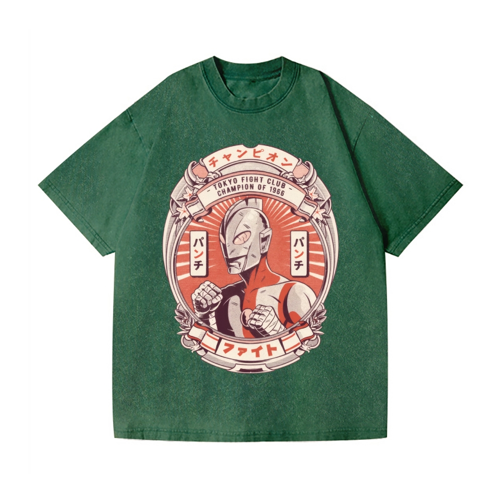 Ultraman Tokyo Fight Club Vintage Wash Japanese Design T-Shirt
