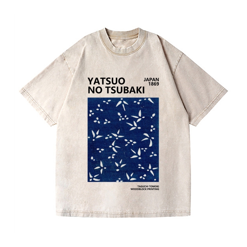 Yatsuo No Tsubaki Vintage Wash Japanese Design T-Shirt