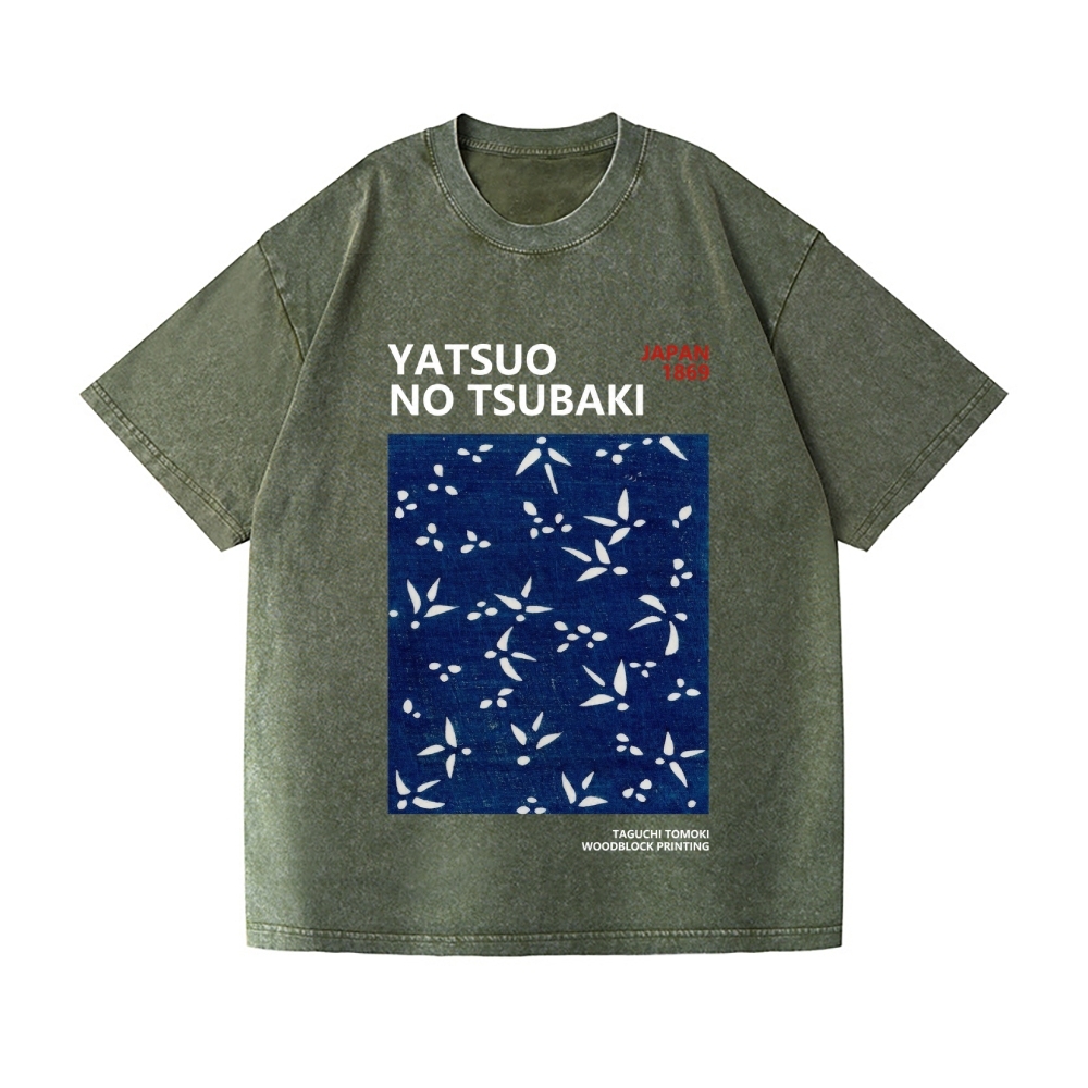 Yatsuo No Tsubaki Vintage Wash Japanese Design T-Shirt