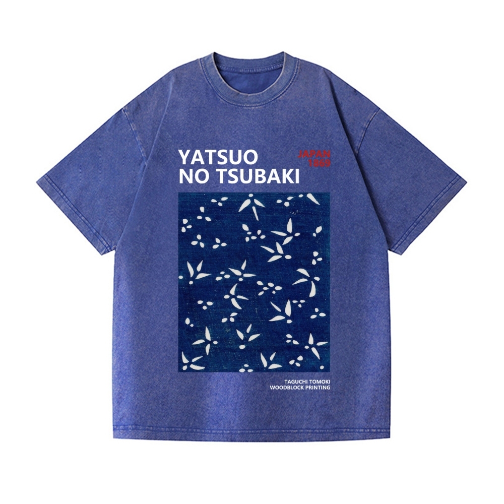 Yatsuo No Tsubaki Vintage Wash Japanese Design T-Shirt