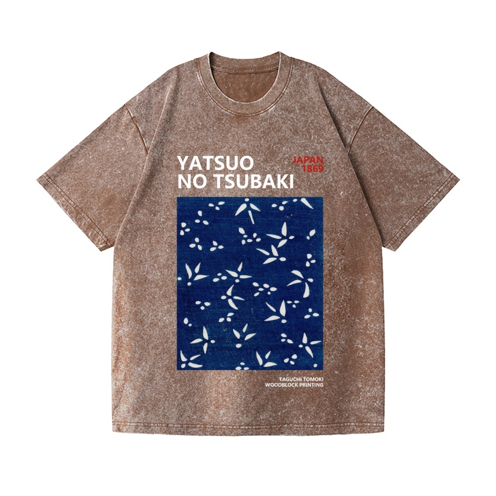Yatsuo No Tsubaki Vintage Wash Japanese Design T-Shirt