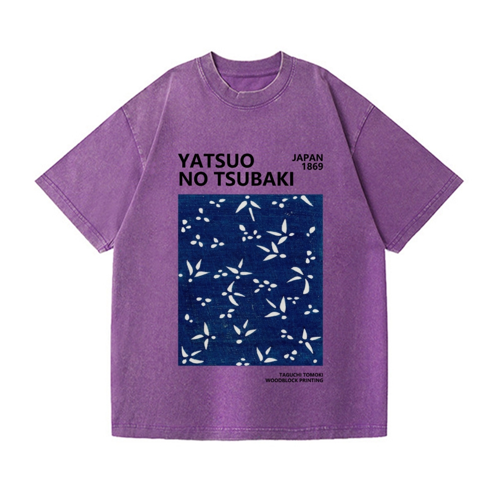 Yatsuo No Tsubaki Vintage Wash Japanese Design T-Shirt