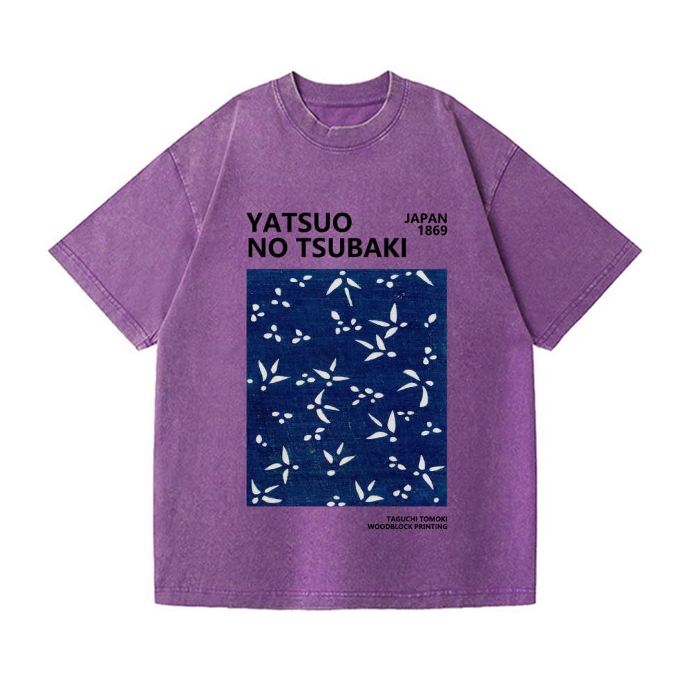 Yatsuo No Tsubaki Vintage Wash Japanese Design T-Shirt