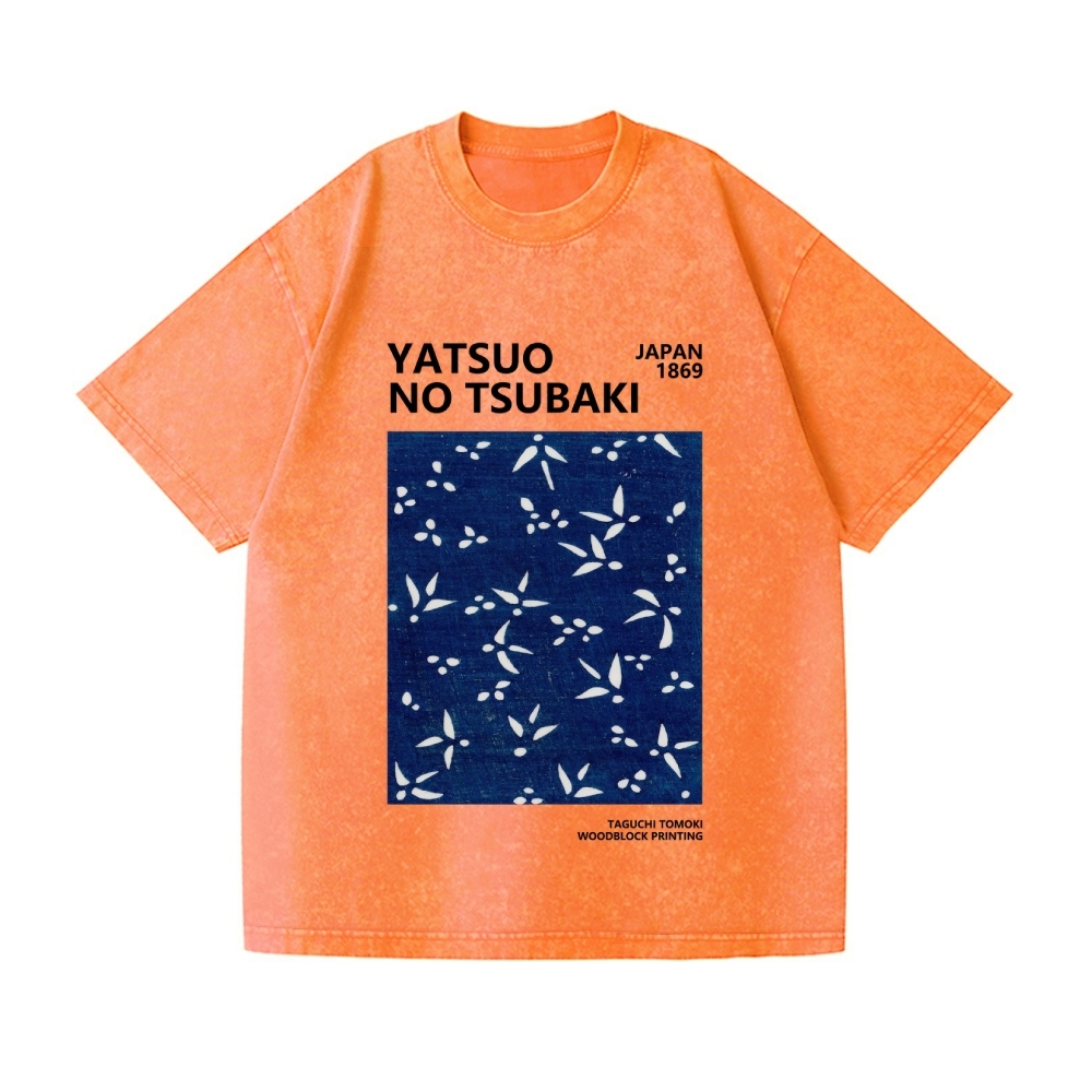 Yatsuo No Tsubaki Vintage Wash Japanese Design T-Shirt
