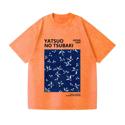 Yatsuo No Tsubaki Vintage Wash Japanese Design T-Shirt