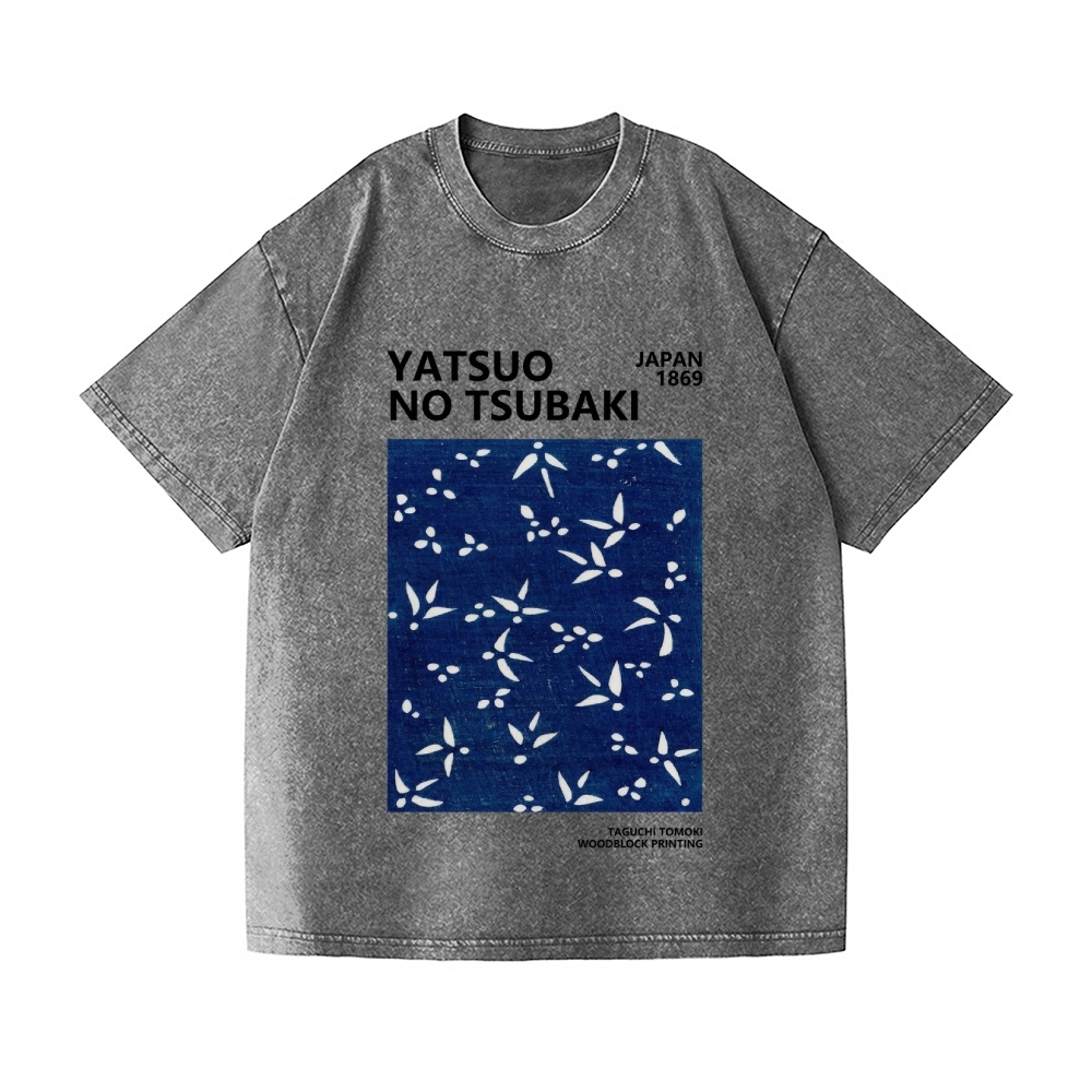 Yatsuo No Tsubaki Vintage Wash Japanese Design T-Shirt