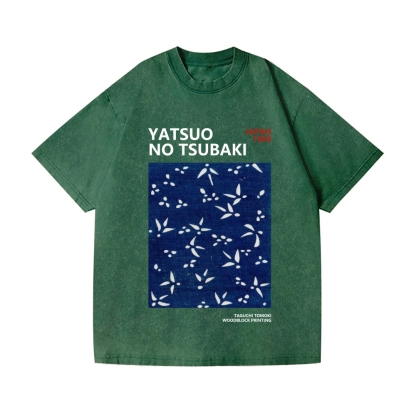 Yatsuo No Tsubaki Vintage Wash Japanese Design T-Shirt