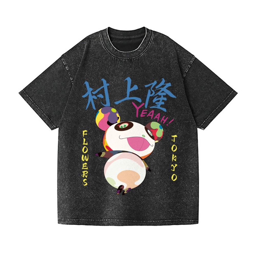 Panda Vintage Wash Japanese Design T-Shirt