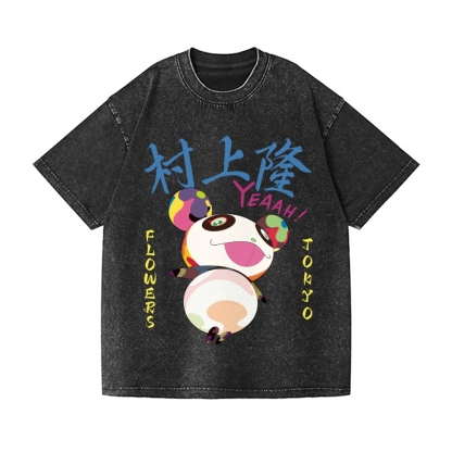 Panda Vintage Wash Japanese Design T-Shirt