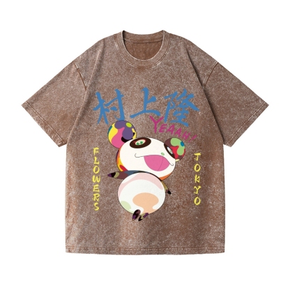 Panda Vintage Wash Japanese Design T-Shirt