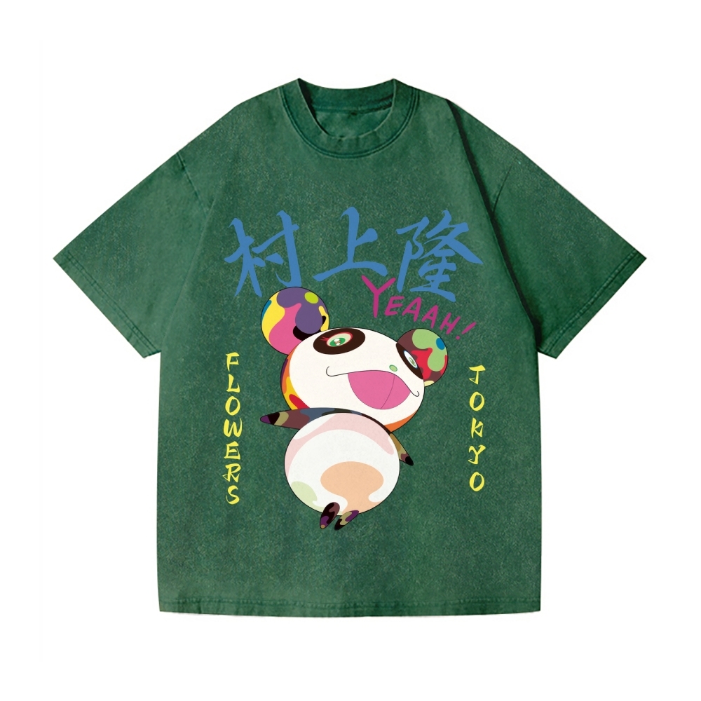 Panda Vintage Wash Japanese Design T-Shirt