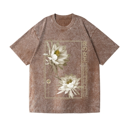 Japanese Epiphyllum Vintage Wash Japanese Design T-Shirt