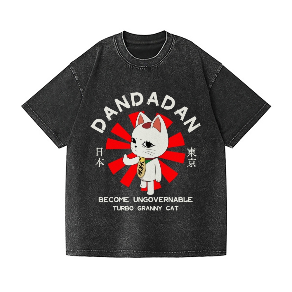 Dandadan Turbo Granny Cat Vintage Wash Japanese Design T-Shirt