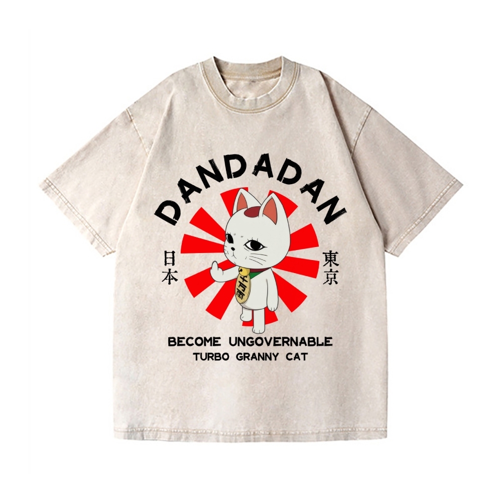 Dandadan Turbo Granny Cat Vintage Wash Japanese Design T-Shirt