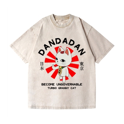Dandadan Turbo Granny Cat Vintage Wash Japanese Design T-Shirt