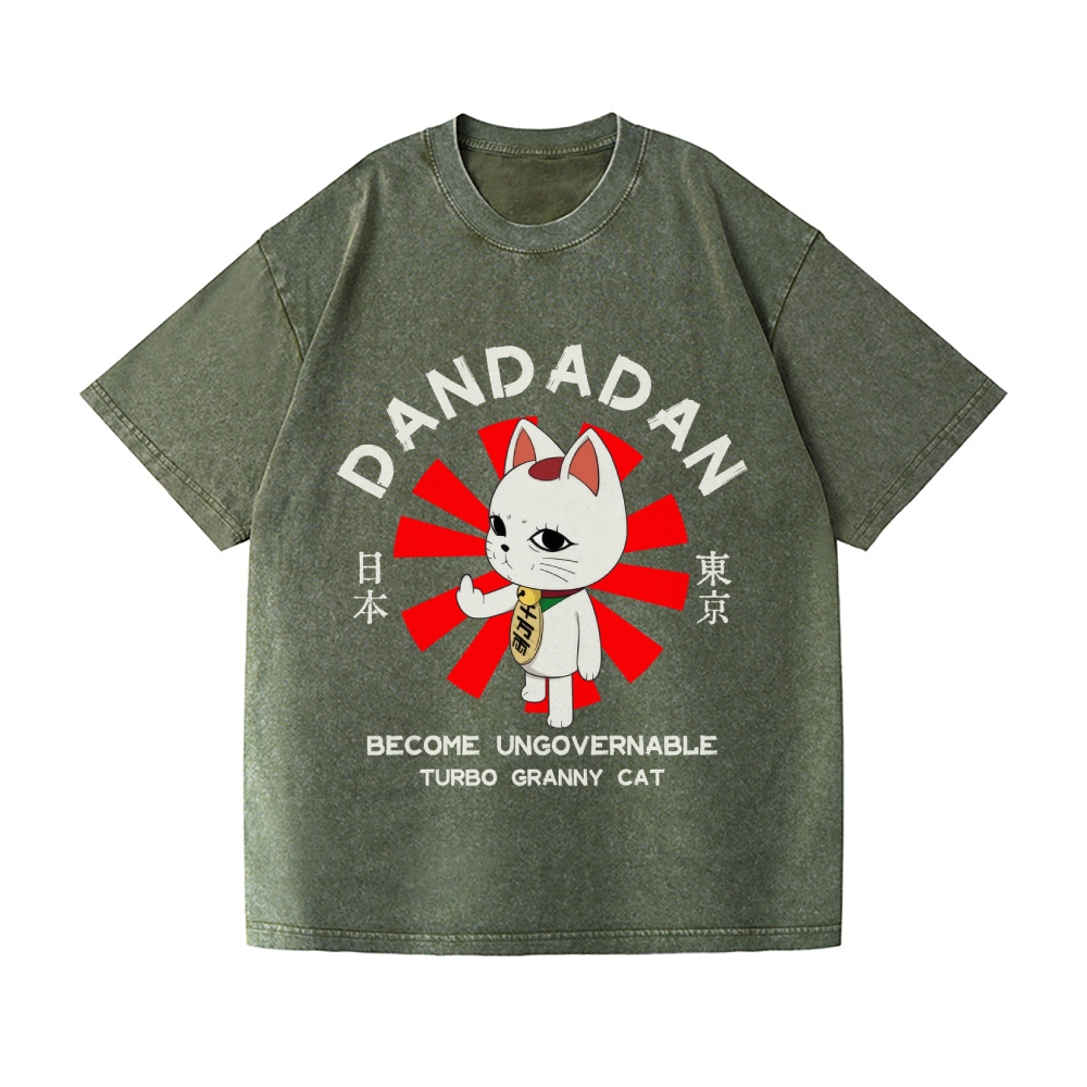 Dandadan Turbo Granny Cat Vintage Wash Japanese Design T-Shirt