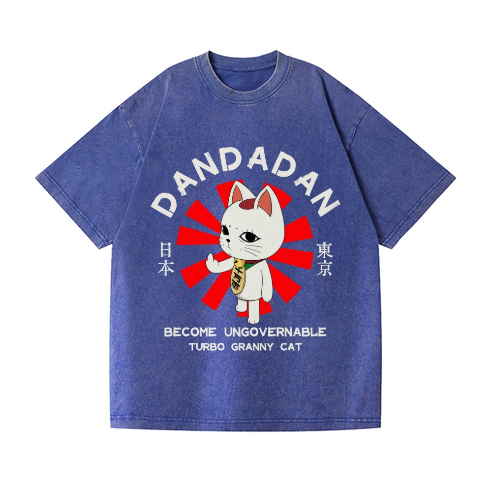 Dandadan Turbo Granny Cat Vintage Wash Japanese Design T-Shirt