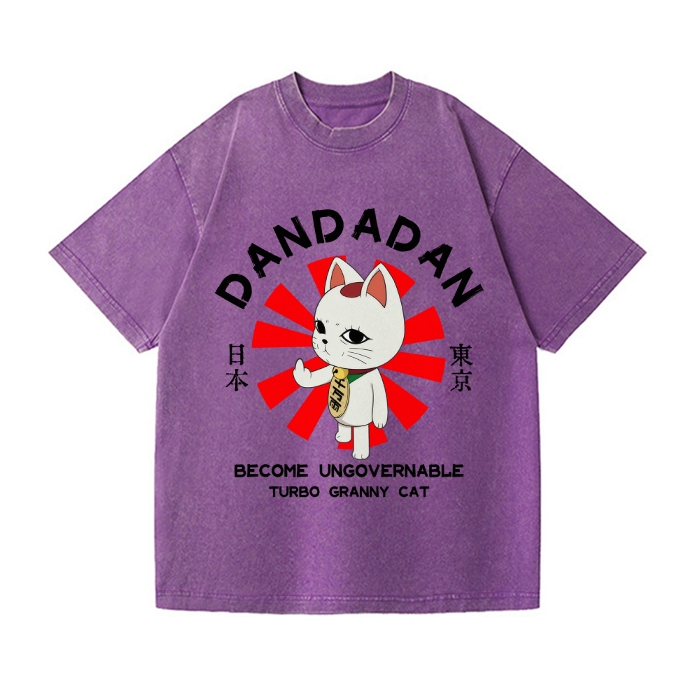 Dandadan Turbo Granny Cat Vintage Wash Japanese Design T-Shirt