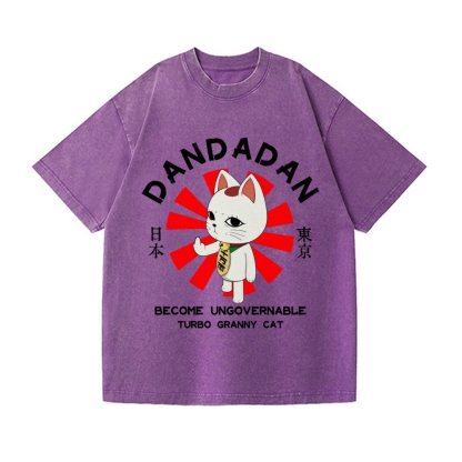 Dandadan Turbo Granny Cat Vintage Wash Japanese Design T-Shirt