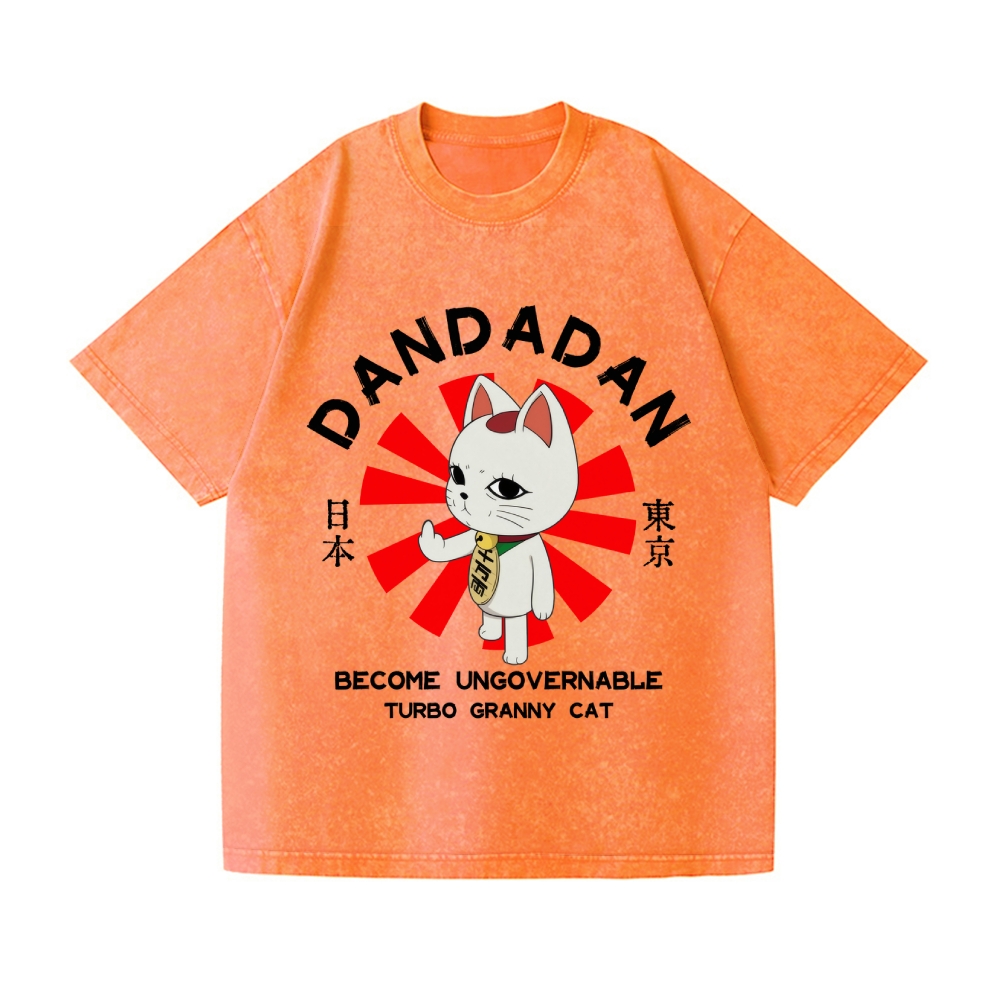 Dandadan Turbo Granny Cat Vintage Wash Japanese Design T-Shirt