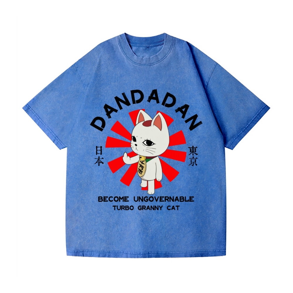 Dandadan Turbo Granny Cat Vintage Wash Japanese Design T-Shirt