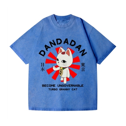 Dandadan Turbo Granny Cat Vintage Wash Japanese Design T-Shirt