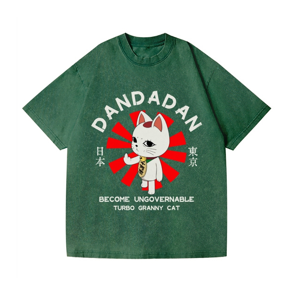 Dandadan Turbo Granny Cat Vintage Wash Japanese Design T-Shirt