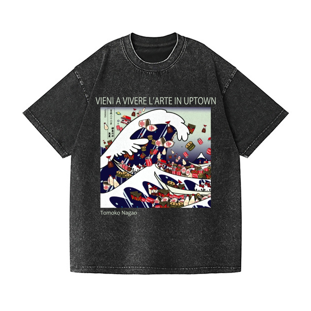 Tomoko Nagao Great Wave Vintage Wash Japanese Design T-Shirt