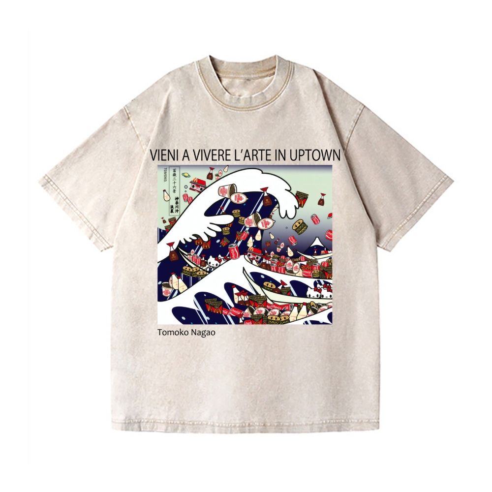 Tomoko Nagao Great Wave Vintage Wash Japanese Design T-Shirt