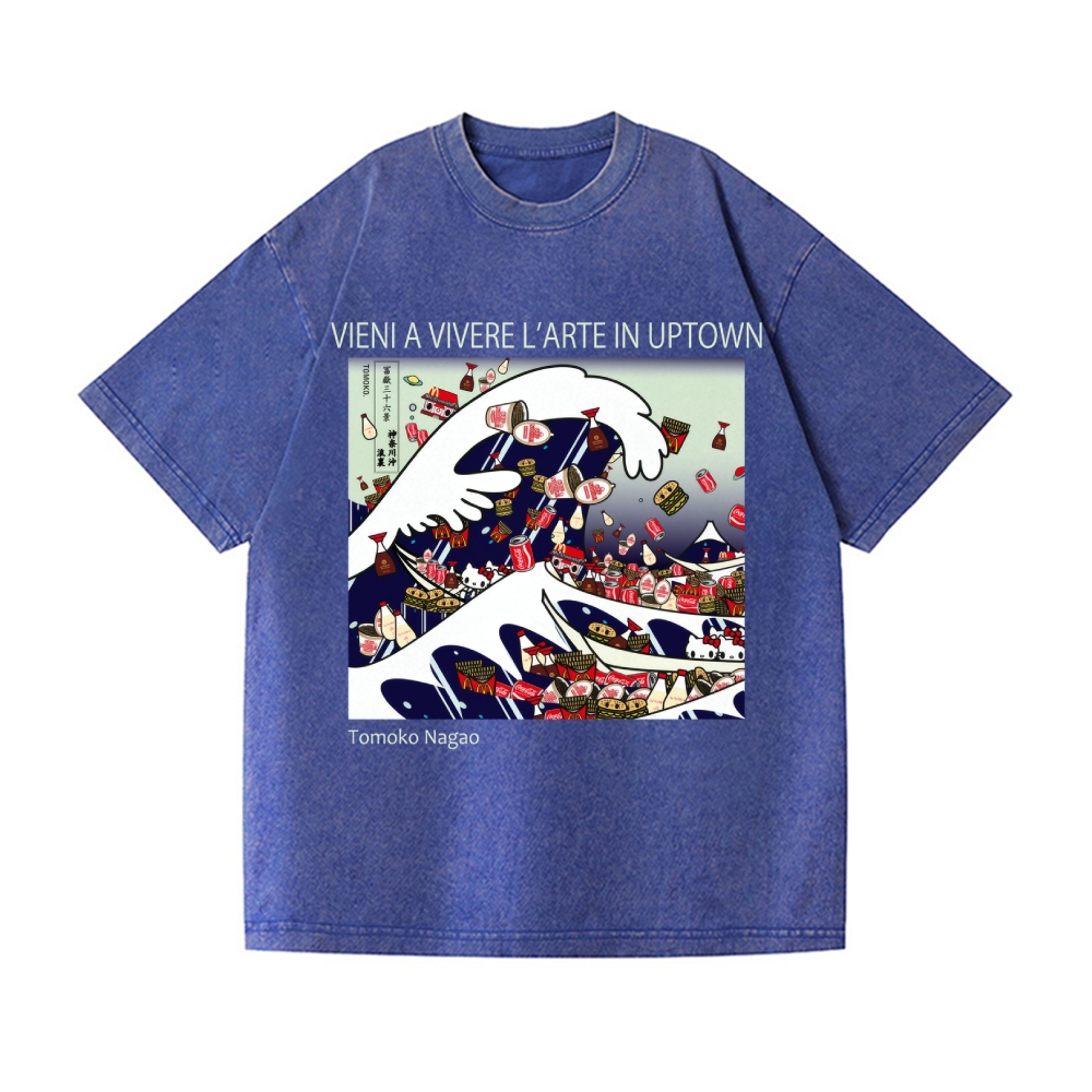 Tomoko Nagao Great Wave Vintage Wash Japanese Design T-Shirt