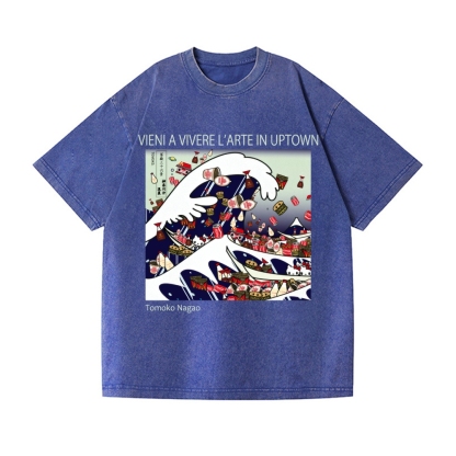 Tomoko Nagao Great Wave Vintage Wash Japanese Design T-Shirt