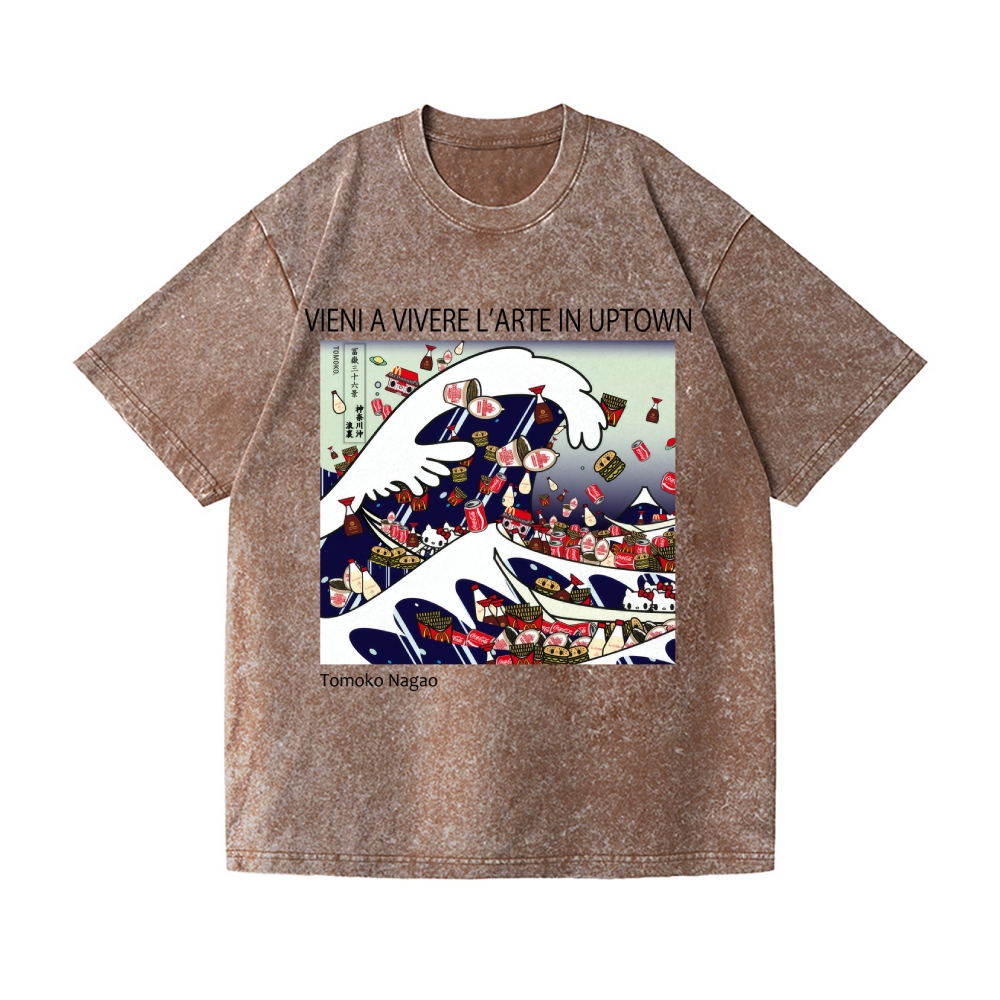 Tomoko Nagao Great Wave Vintage Wash Japanese Design T-Shirt