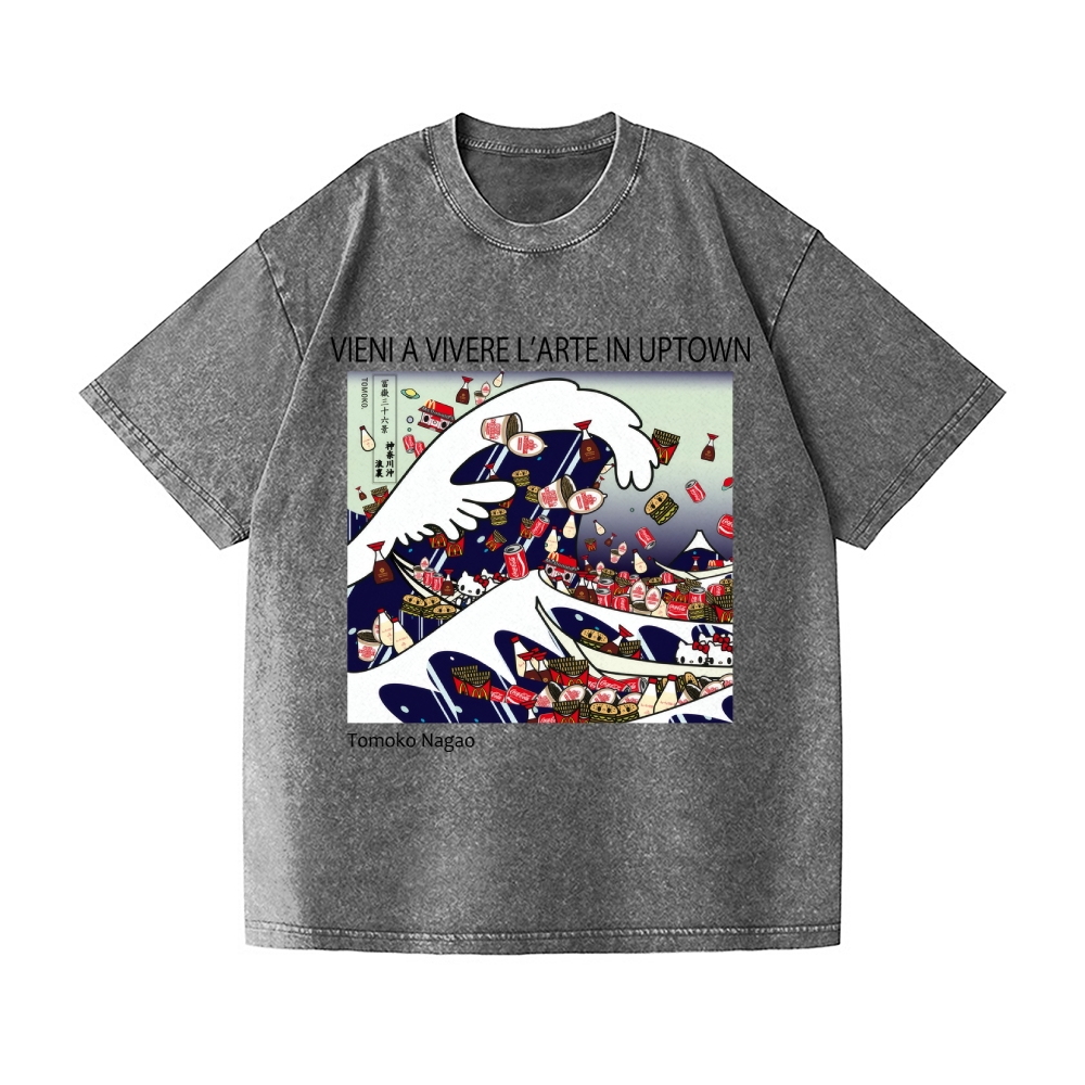 Tomoko Nagao Great Wave Vintage Wash Japanese Design T-Shirt