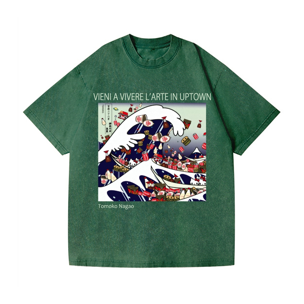 Tomoko Nagao Great Wave Vintage Wash Japanese Design T-Shirt