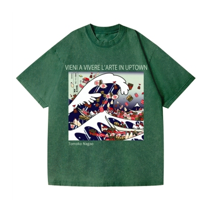 Tomoko Nagao Great Wave Vintage Wash Japanese Design T-Shirt