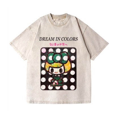 Dot Girl Vintage Wash Japanese Design T-Shirt