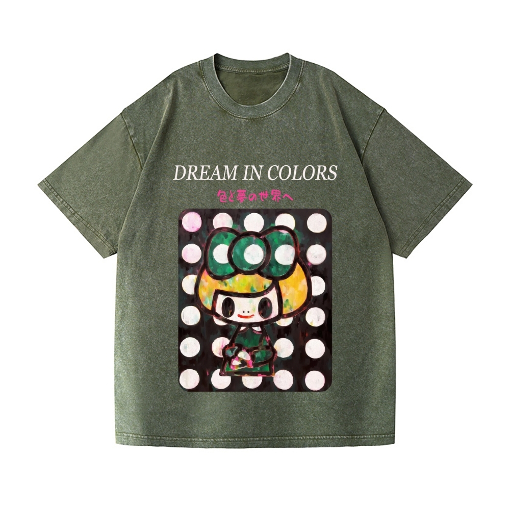 Dot Girl Vintage Wash Japanese Design T-Shirt