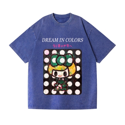 Dot Girl Vintage Wash Japanese Design T-Shirt