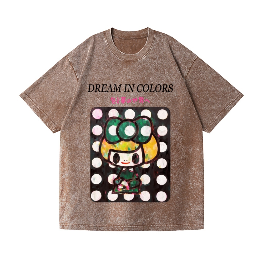 Dot Girl Vintage Wash Japanese Design T-Shirt