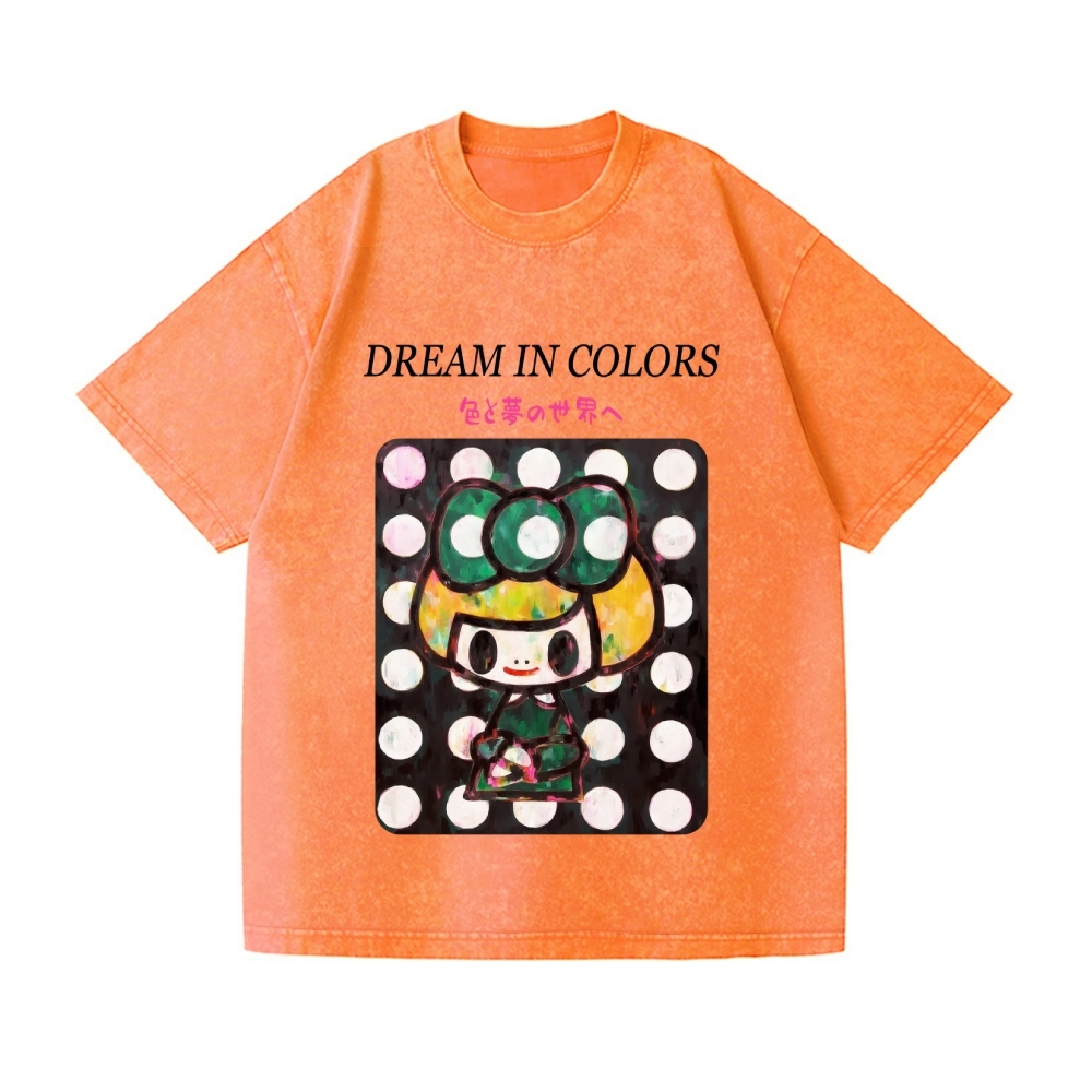 Dot Girl Vintage Wash Japanese Design T-Shirt